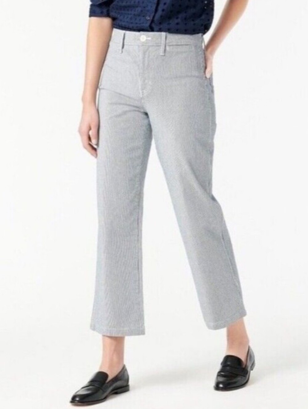 J Crew Slim Wide Leg Crop Striped Pant